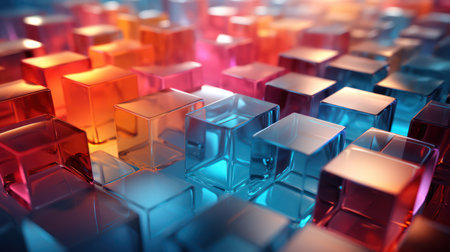 3d rendering of abstract geometric composition,digital art works. Colorful cubes background.の素材