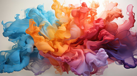 abstract colored ink in water on white background. 3d renderingの素材