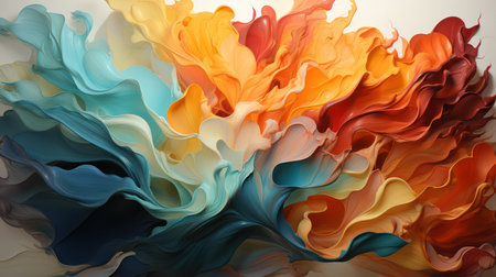 Abstract background of acrylic paint in orange, blue and yellow colors.の素材
