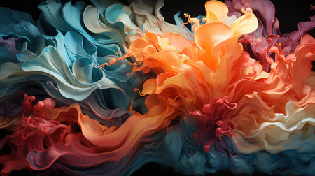 abstract background with colorful liquid ink in water. 3d renderingの素材