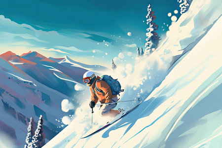 Snowboarder on the background of the mountains. Vector illustration.の素材