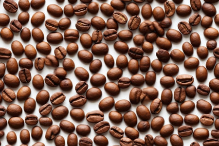 Coffee beans on a white background. Coffee beans texture.の素材