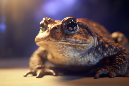 Toad on a dark background. Close-up, selective focus.の素材