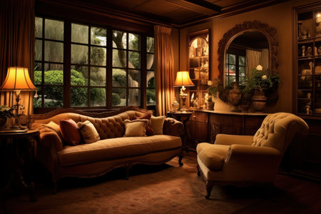 Luxury living room interior in Victorian style. Vintage furniture.の素材