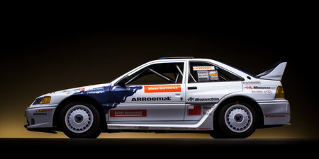 Racing car on a dark background. 3d rendering image.の素材