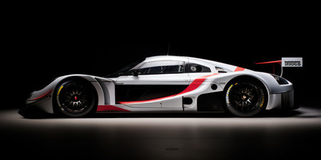 3D rendering of a brand-less generic concept car in studio environmentの素材