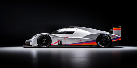 3D rendering of a brand-less generic concept car in studio environmentの素材