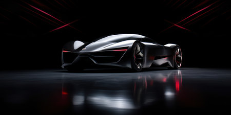 3D rendering of a brand-less generic concept car in studio environmentの素材