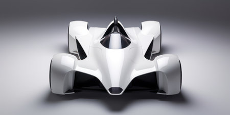 3D rendering of a brand-less generic concept car in studio environmentの素材