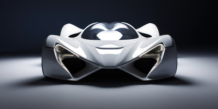 3D rendering of a brand-less generic concept car in studio environmentの素材