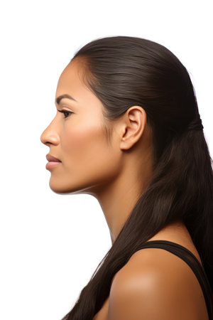 Portrait of a beautiful young asian woman with long healthy hairの素材