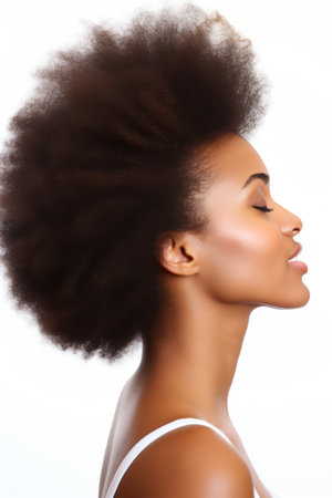 Beautiful young african american woman with afro hairstyleの素材