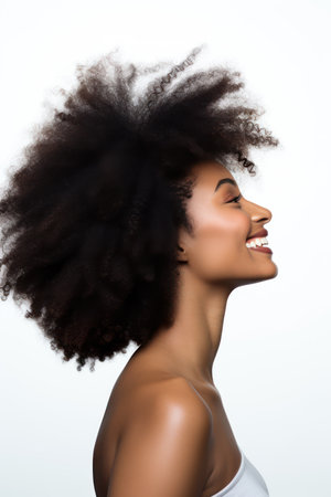 Portrait of beautiful african american woman with afro hairstyleの素材