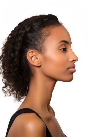 Portrait of a young african american woman on white backgroundの素材