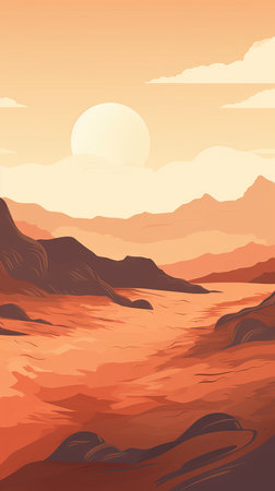 Beautiful sunset in the desert. Vector illustration for your design.の素材