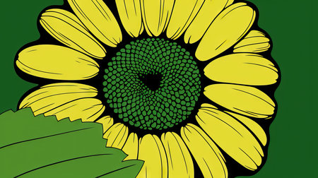 Sunflower on a green background. Vector illustration of a sunflower.の素材