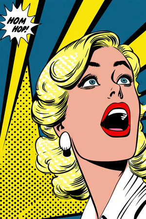 Pop art woman with speech bubble. Vector illustration in retro comic style.の素材
