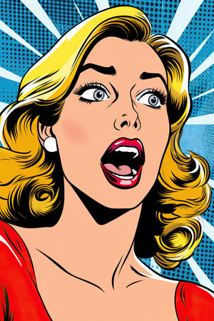 Surprised woman. Comic book style. Pop art retro vector illustrationの素材