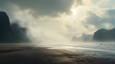 Beautiful seascape of Reynisfjara Beach in Icelandの素材