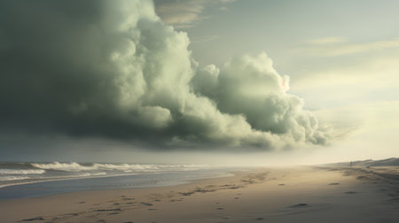 Stormy sky with clouds over the beach. 3d illustration.の素材