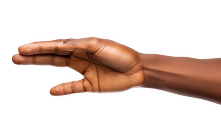 Close-up of african-american man's hand isolated on white backgroundの素材