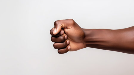 Close up of african-american man fist on white backgroundの素材