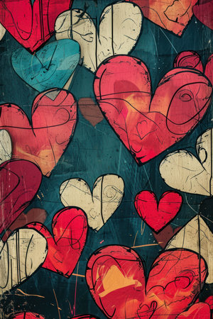abstract background with hearts and grunge textures,valentines dayの素材