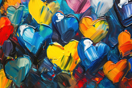 Abstract oil painting of heart on canvas. Oil painting on canvas.の素材