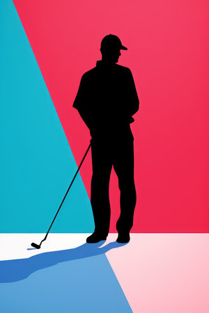 Golfer vector background concept for poster with space for text illustrationの素材