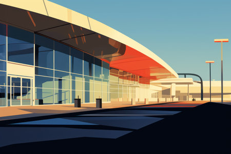 Modern airport terminal building. Vector illustration of a modern airport building.の素材