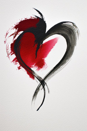 Red heart on a white background. The concept of love and romance.の素材