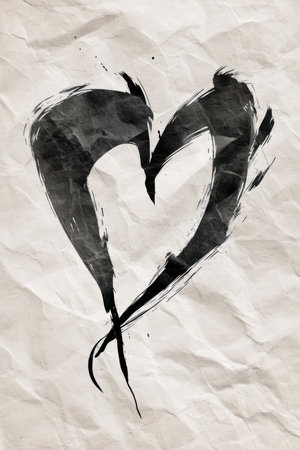 Two hearts on crumpled paper. Grunge style.の素材