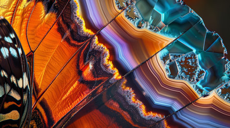 Macro closeup of beautiful butterfly wing texture background in high resolution. ai generatedの素材