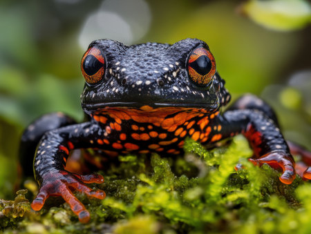 Red poison dart frog (Dendrobates tinctorius) on mossの素材