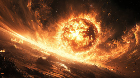 Sun in space. Elements of this image furnished by NASA. 3D renderingの素材