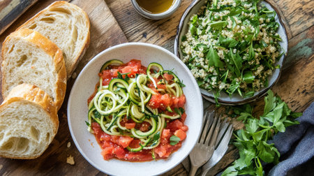 Tabbouleh salad with arugula and olive oilの素材