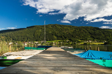 Pier on the lake Ossiacherの写真素材