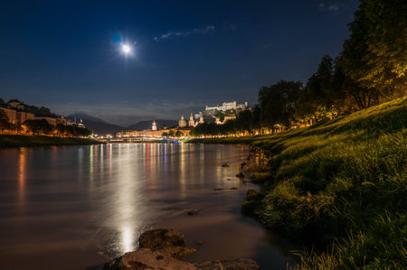 Salzburg at nightの写真素材