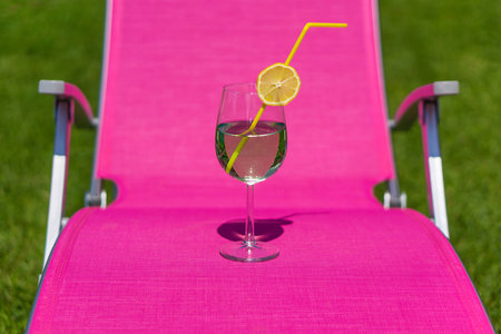 cocktail on a chair in frontの写真素材