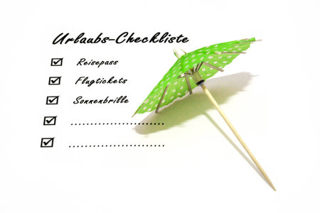 holiday checklist with umbrellaの写真素材