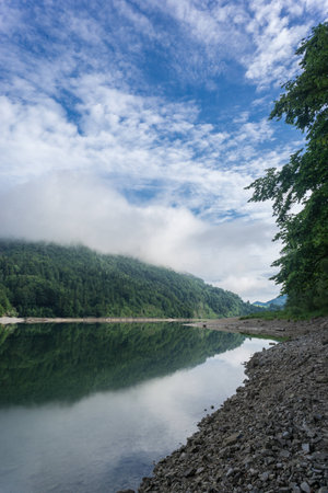 Wiestalstausee at morningの写真素材