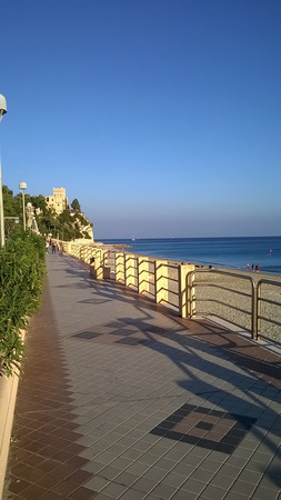 promenade of Finale Ligure, Liguriaの写真素材