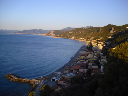 panorama of the Ligurian coastの写真素材