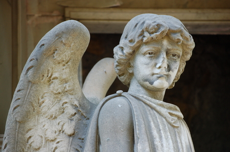 close-up of angel statueの写真素材