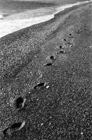 footsteps in the sandの写真素材