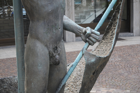 statue in the city of Genoa in Liguriaの写真素材