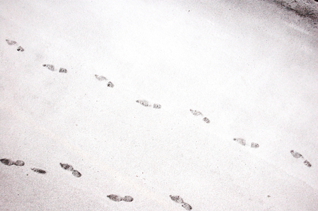 footsteps in the snowの写真素材