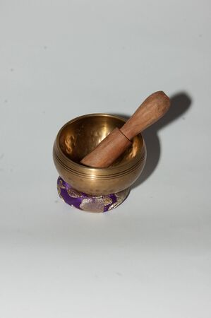 tibetan singing gong for meditationの写真素材