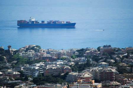 panorama of the city of Genoaの写真素材