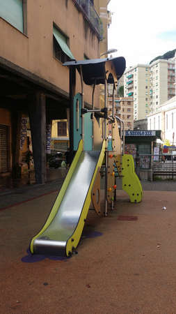 children's slide at the city public parkの写真素材